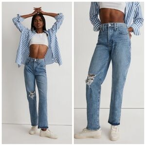 Madewell Perfect Vintage Straight Jean in Kingsbury Wash: Knee-Rip NG247 Size 26